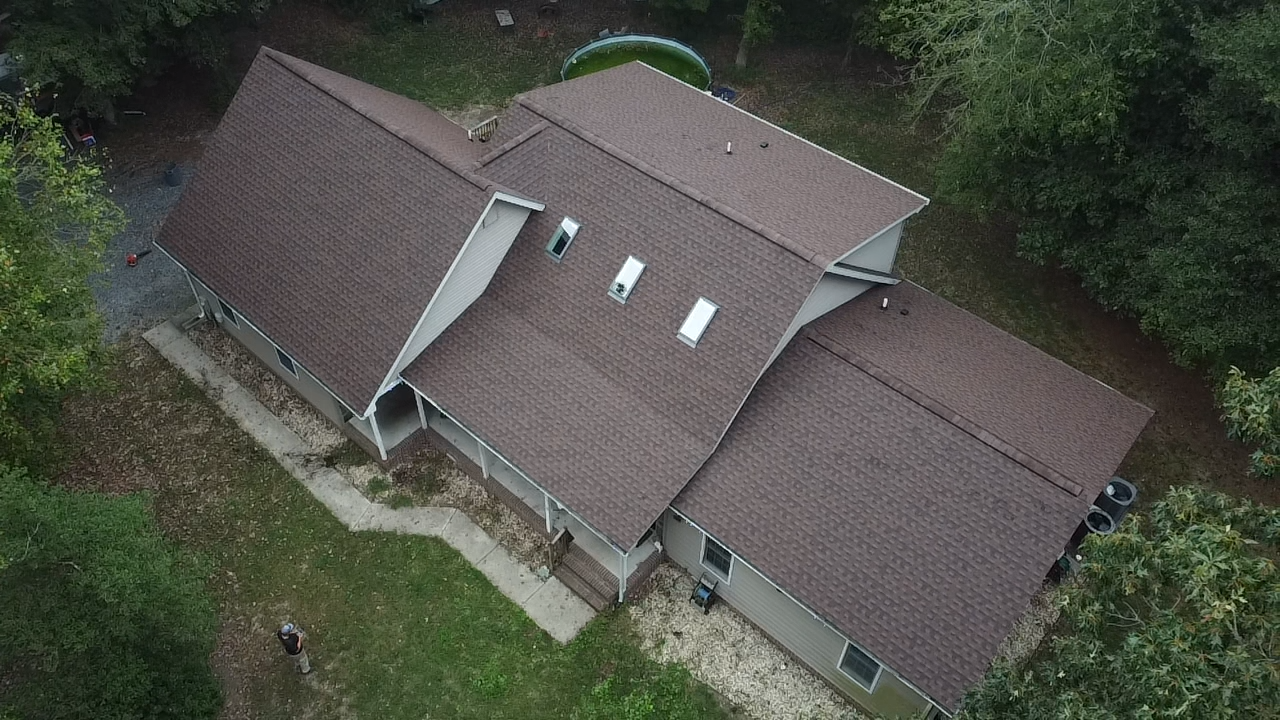 Completed roof with skylights