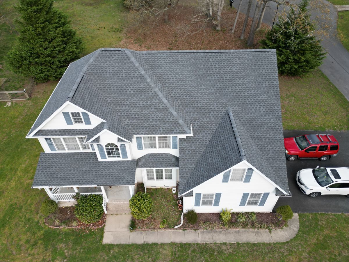 Dark grey shingle roof