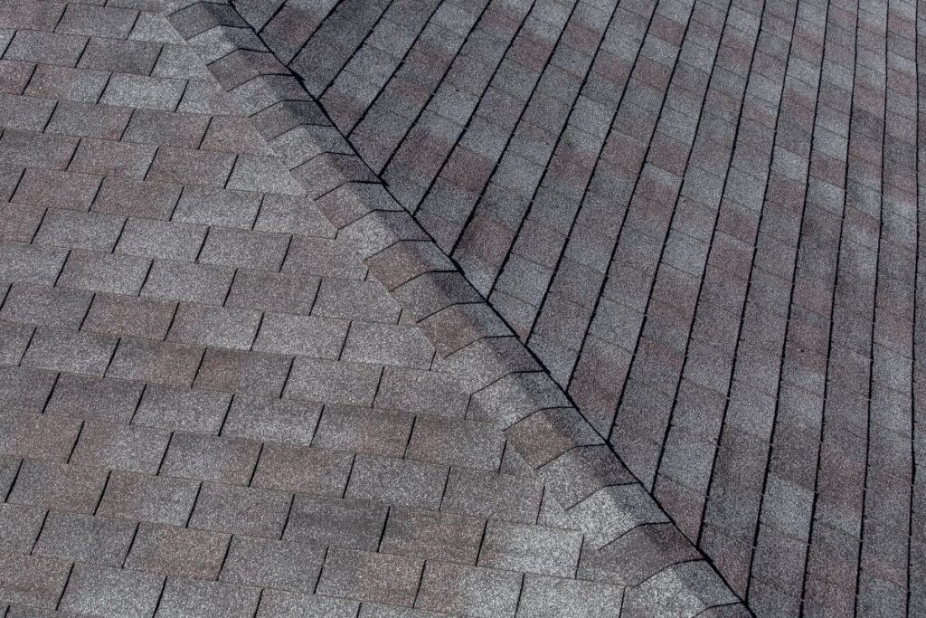 asphalt shingle roof installation grey closeup 