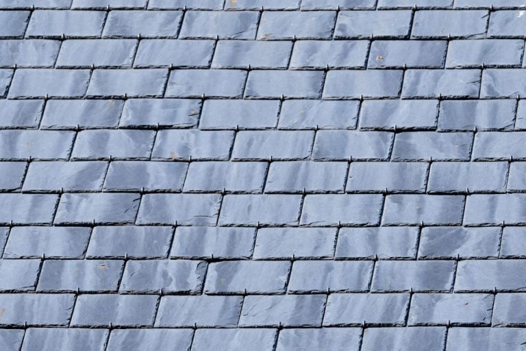 close-up of a roof with slate tiles